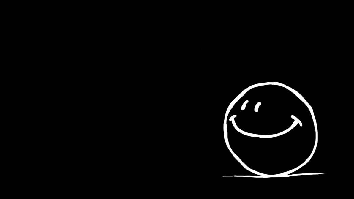 simple aesthetic, white hand-drawn smiley face, curved eyes, SD Desktop Wallpaper