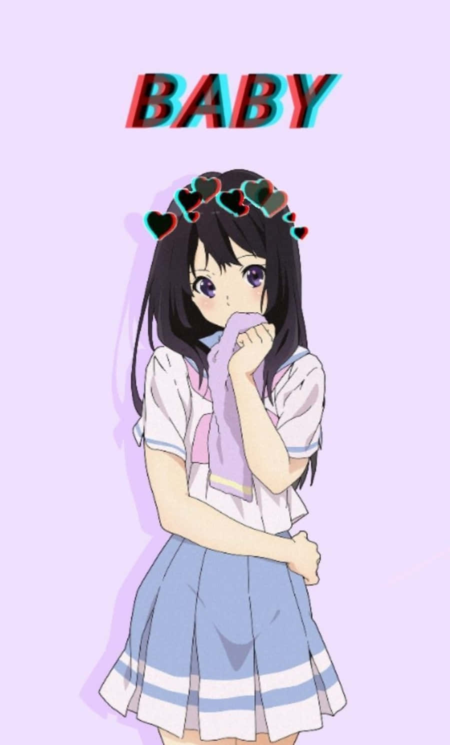 Simple Anime, Pastel Cute Glitch Girl, school uniform, HD Phone Wallpaper