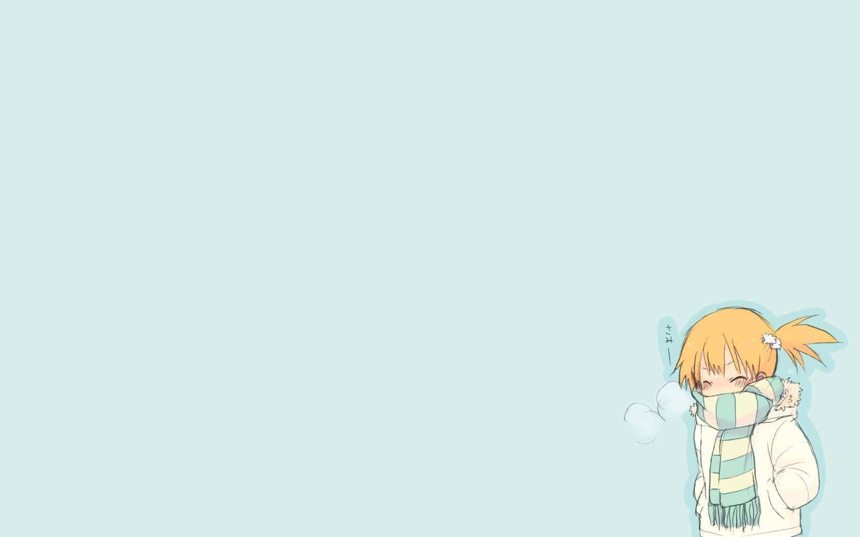 Simple Anime, orange hair, striped scarf, HD Desktop Wallpaper