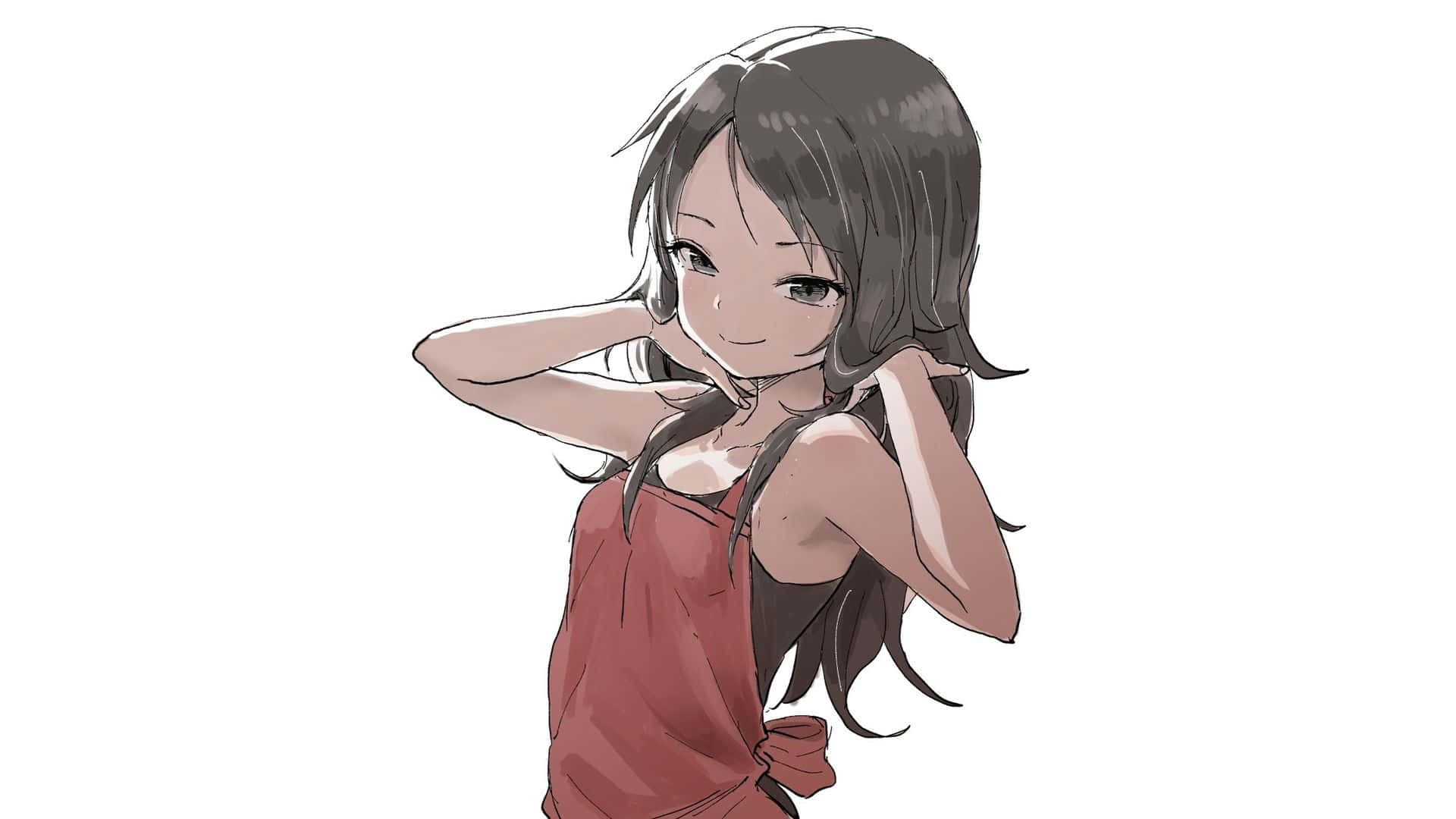 simple anime, manga-style, anime girl, Full HD Desktop Wallpaper