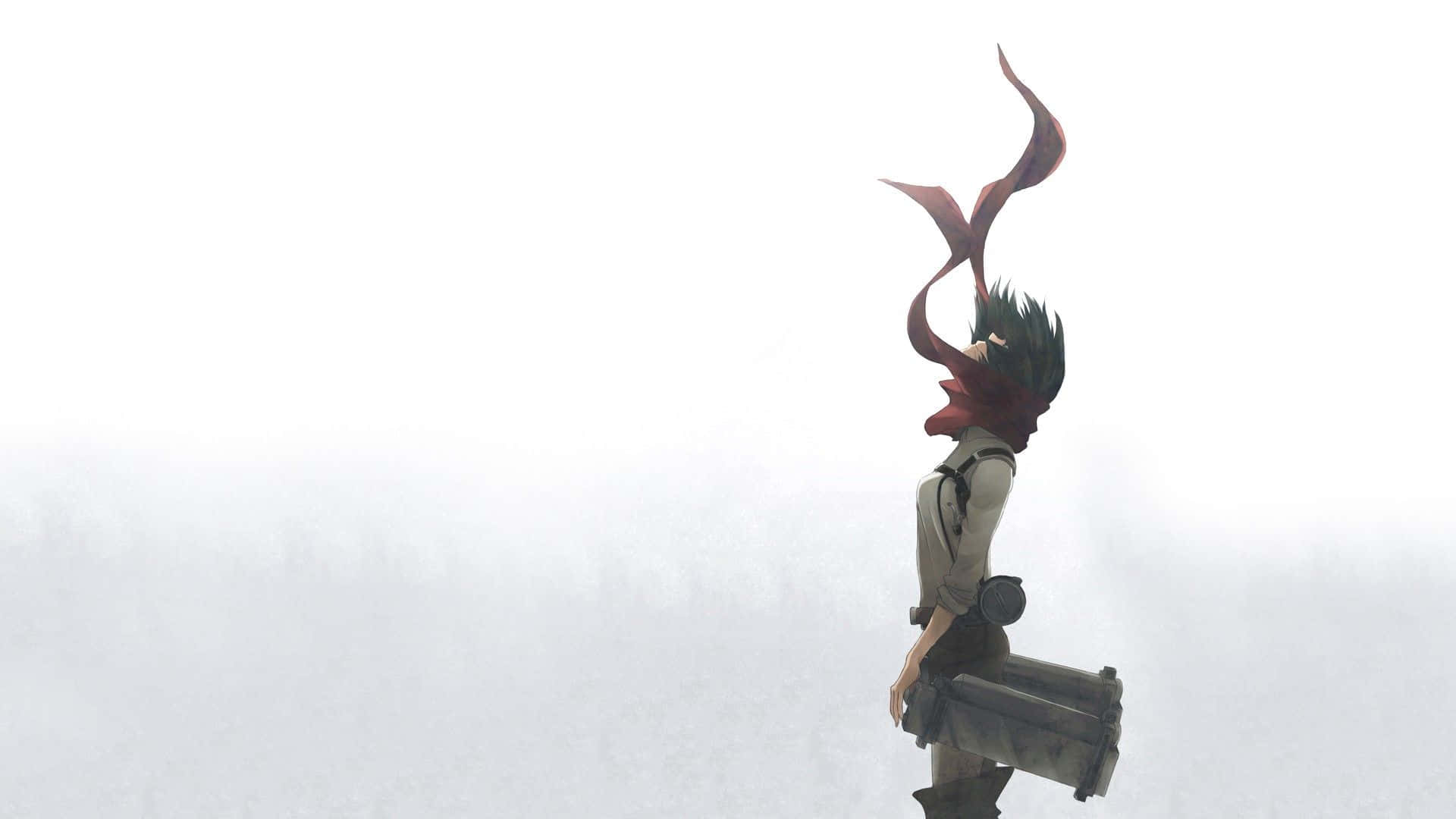 anime character, green hair, red horns, Full HD Desktop Wallpaper