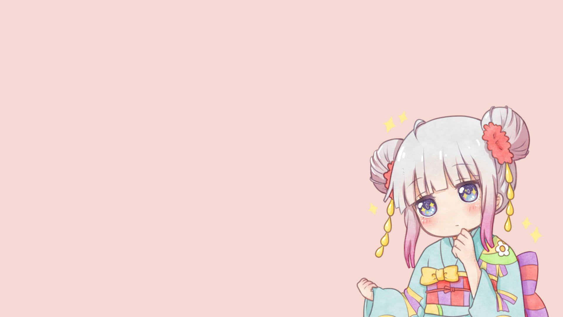 anime girl, silver hair, pink accents, Full HD Desktop Wallpaper