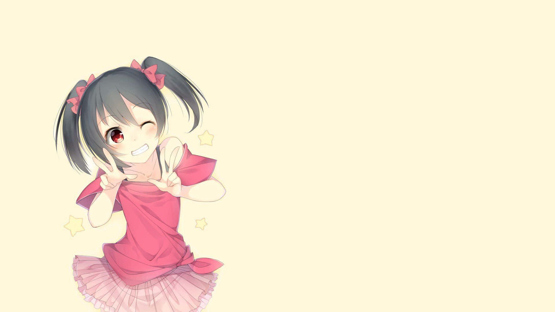 Simple Anime, anime girl, dark hair, Full HD Desktop Wallpaper