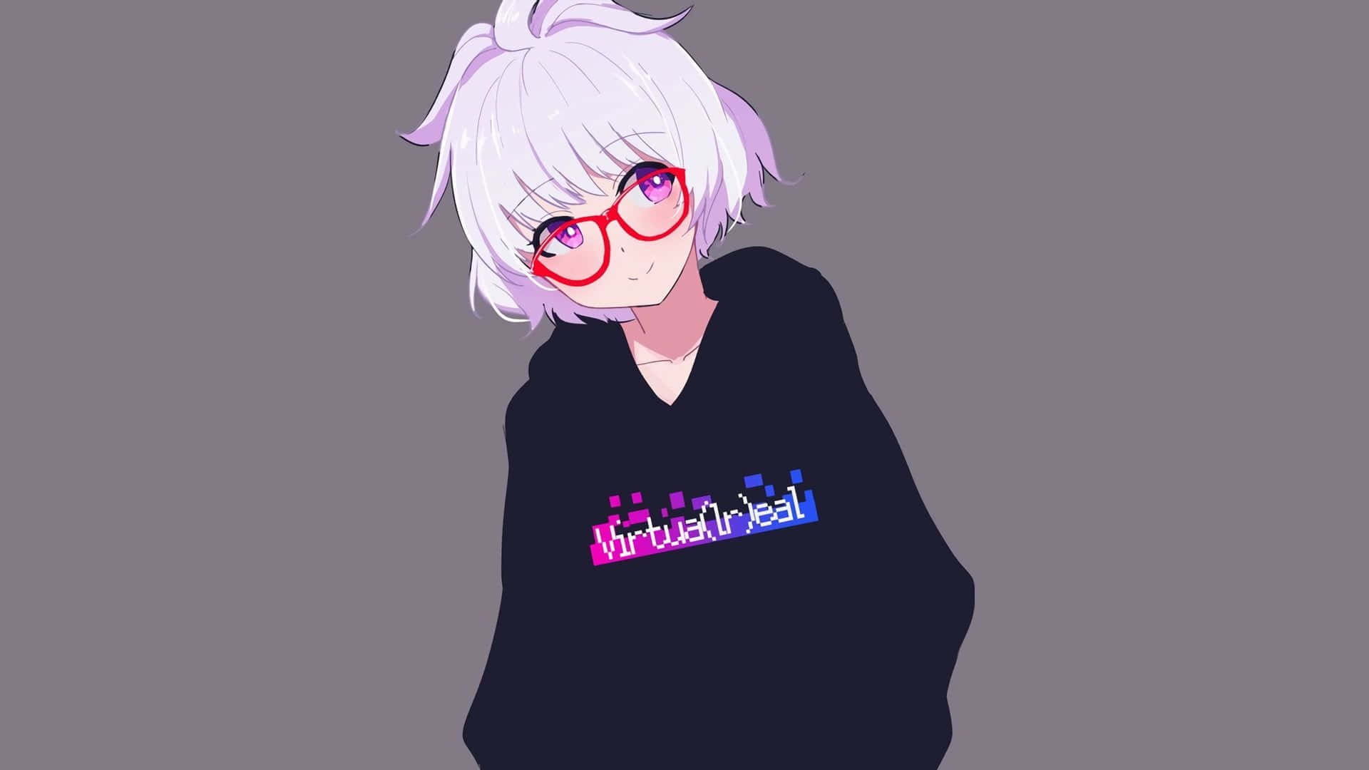 Simple Anime, pink hair girl, white hair, Full HD Desktop Wallpaper