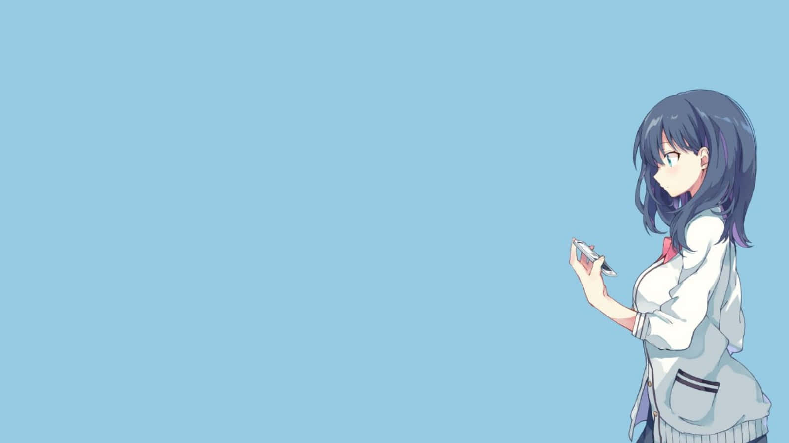 Elegant Girl Sideview Simple Anime, dark hair, white school uniform, HD Desktop Wallpaper
