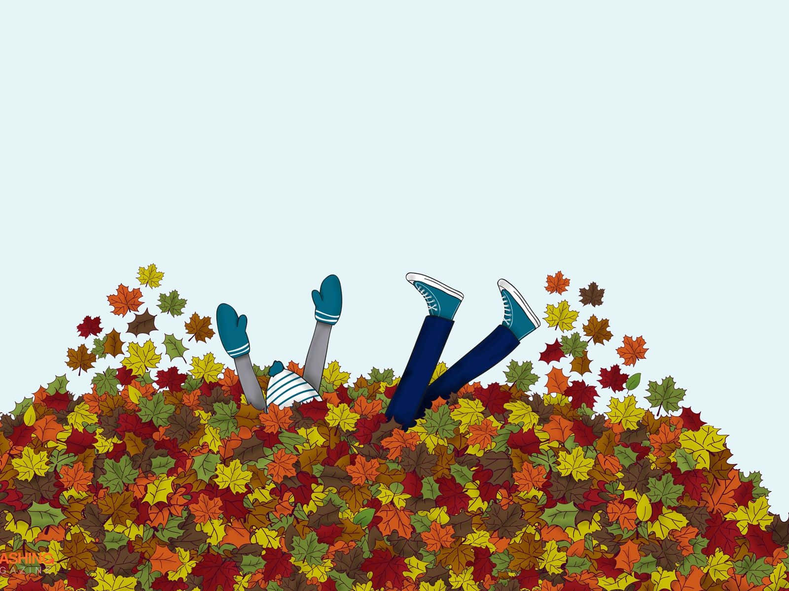 Simple Autumn, autumn leaves, colorful pile, HD Desktop Wallpaper