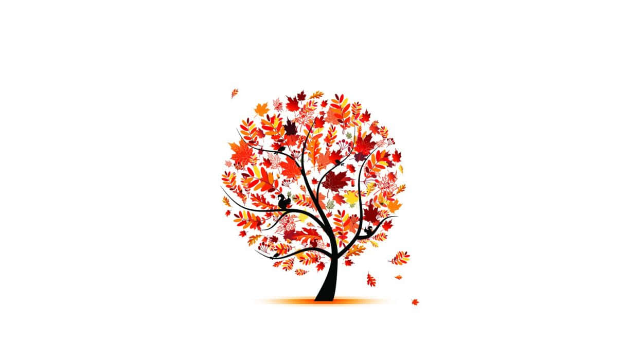 Simple Autumn, iPhone Screen Theme, stylized tree, SD Desktop Wallpaper