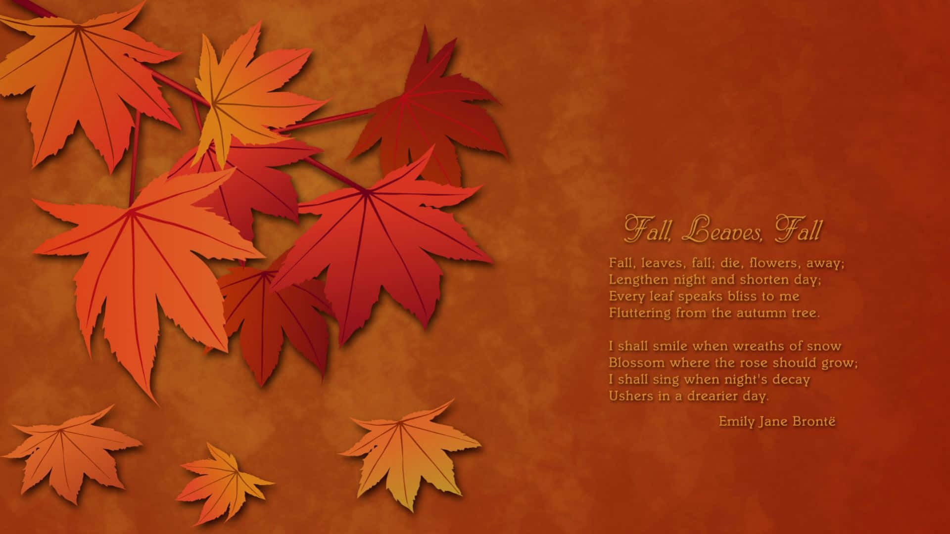 Simple Autumn, maple leaves, red orange, Full HD Desktop Wallpaper