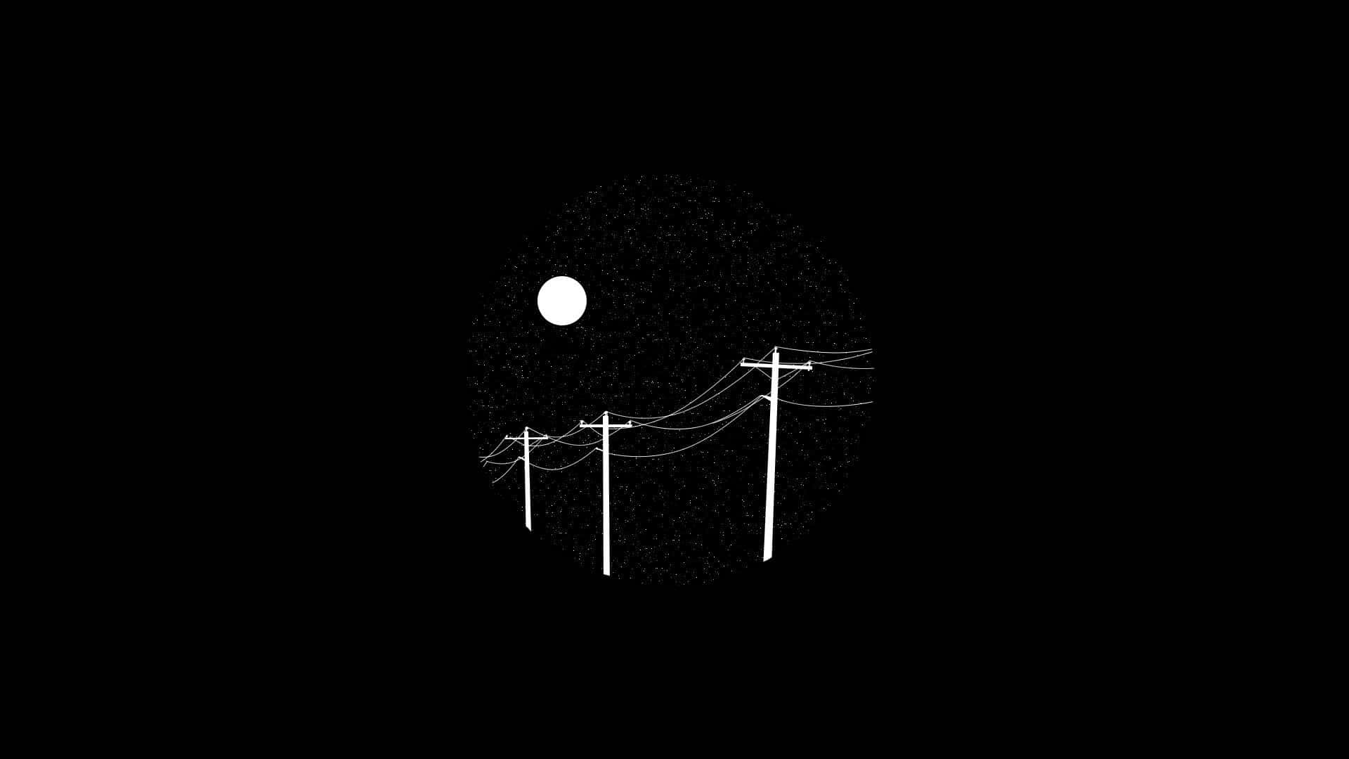 minimalist white line drawing, power lines, poles, Full HD Desktop Wallpaper