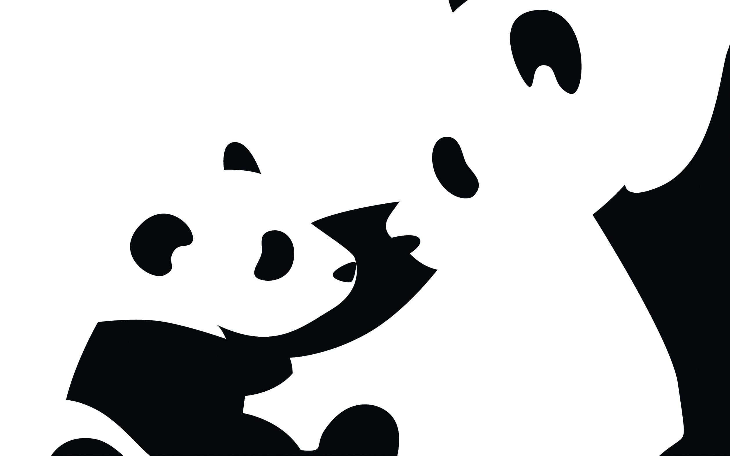 minimalist black and white, silhouette, playful panda bear, Full HD Desktop Wallpaper