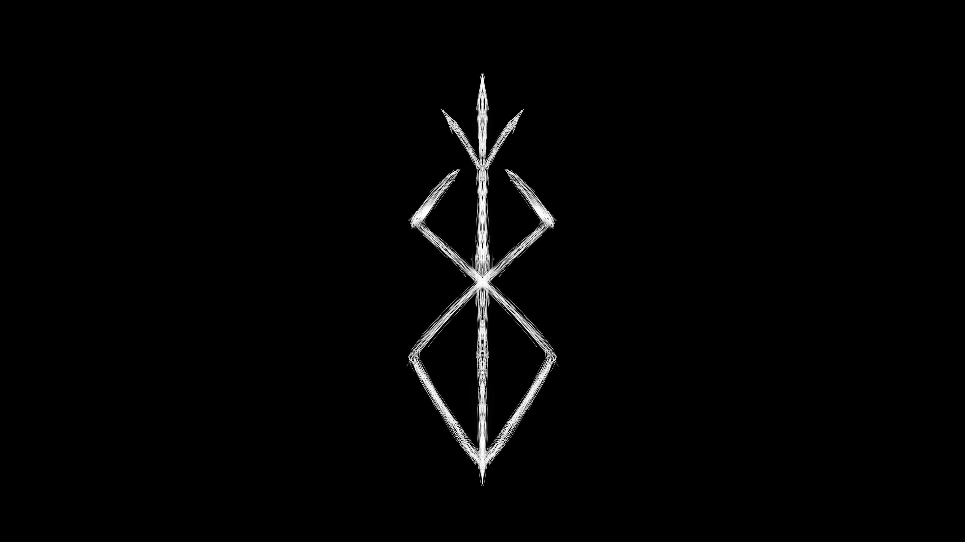 Simple Black And White, solid black background, stark white abstract symbol, 4K Desktop Wallpaper