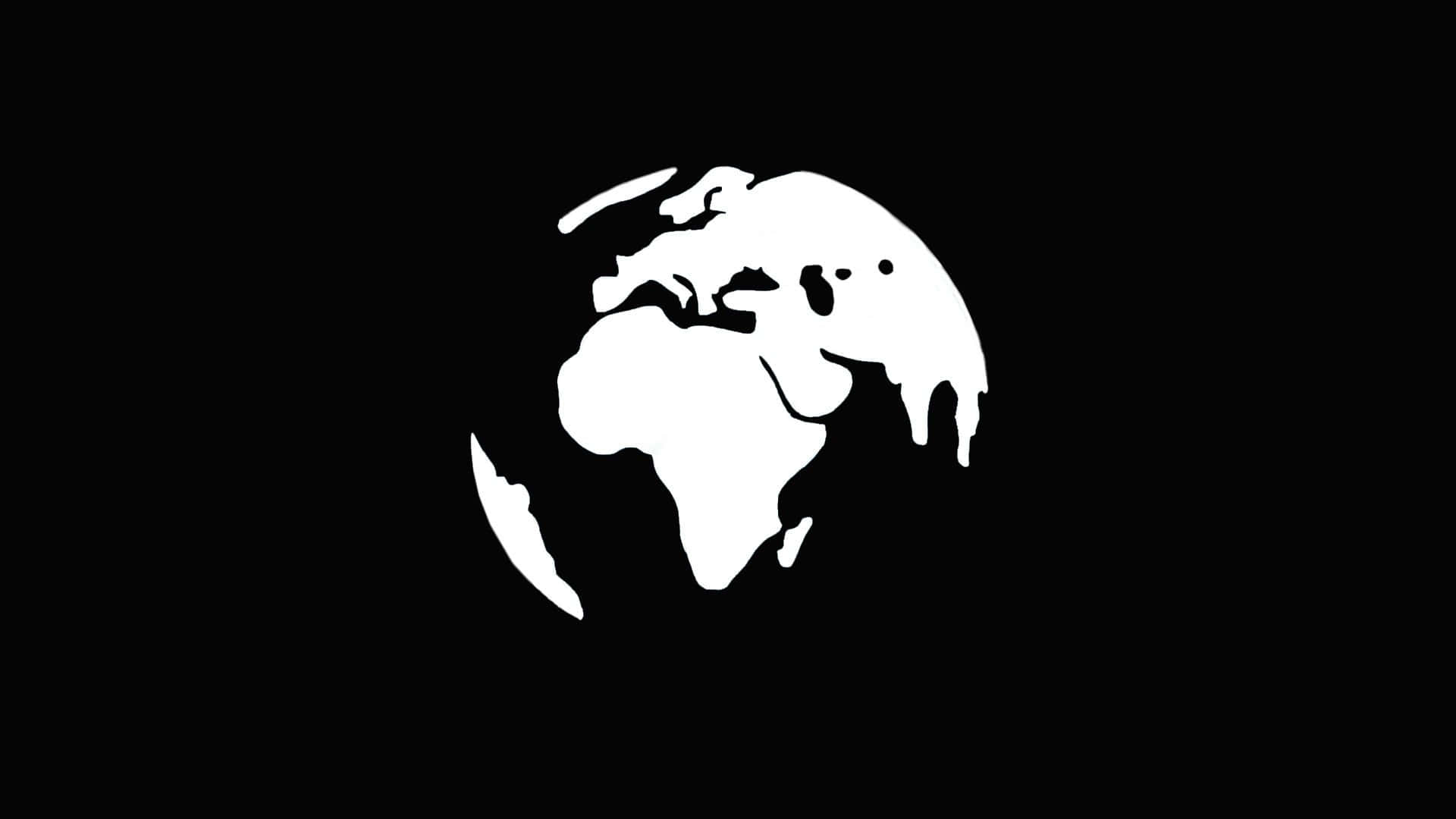 melting globe, stark white silhouette, black background, Full HD Desktop Wallpaper