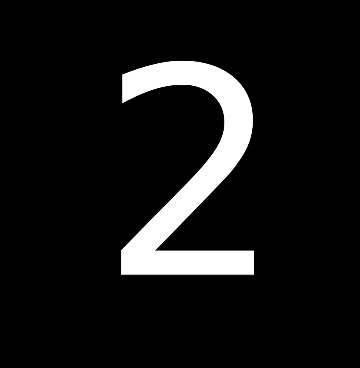 number 2, minimalist, black background, SD Phone Wallpaper