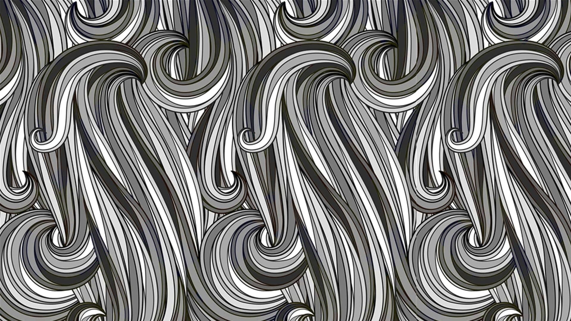 black and white abstract, swirling ribbons, bold contrast, Full HD Desktop Wallpaper