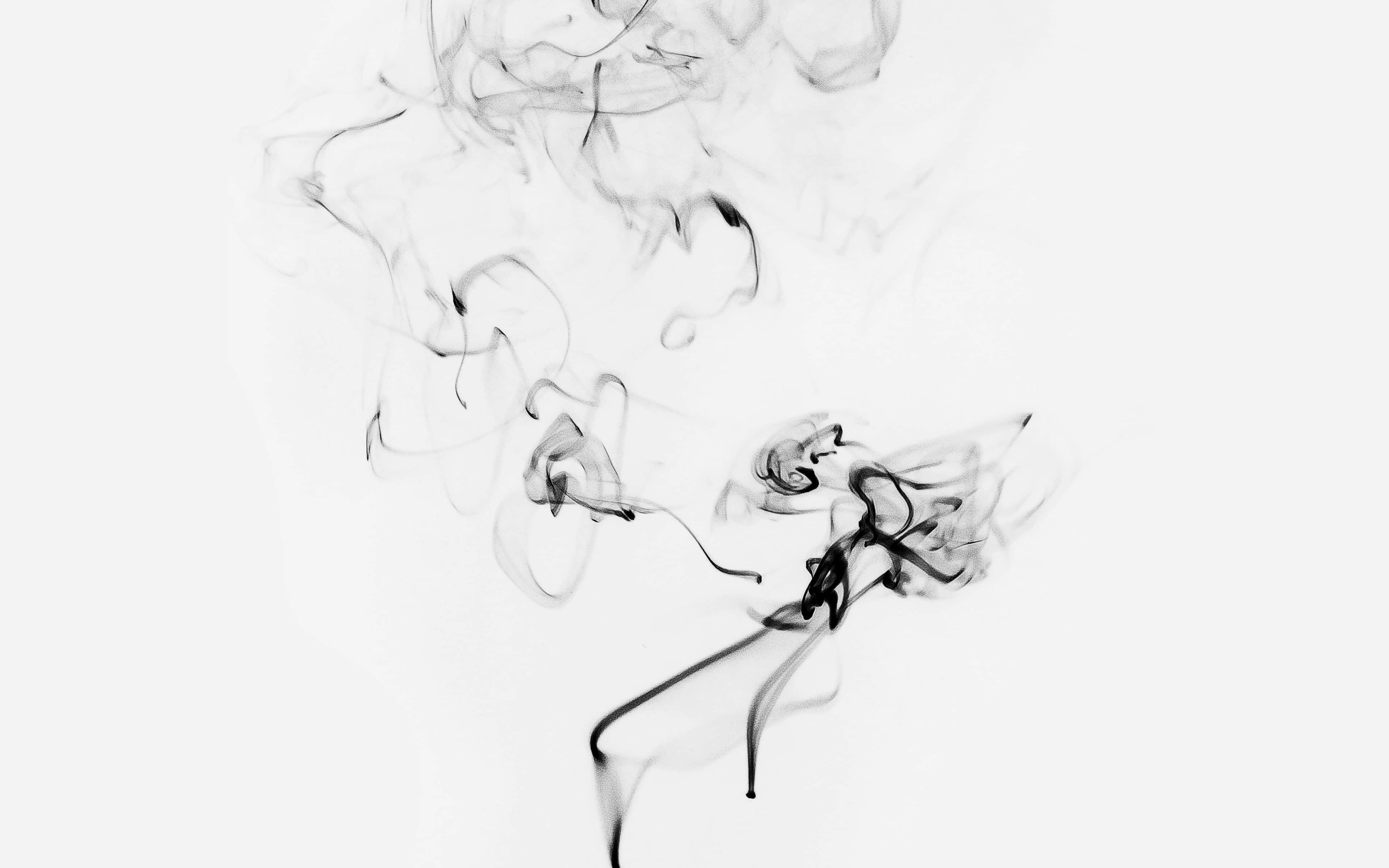 minimalist black and white, swirling black smoke, stark white background, 4K Desktop Wallpaper