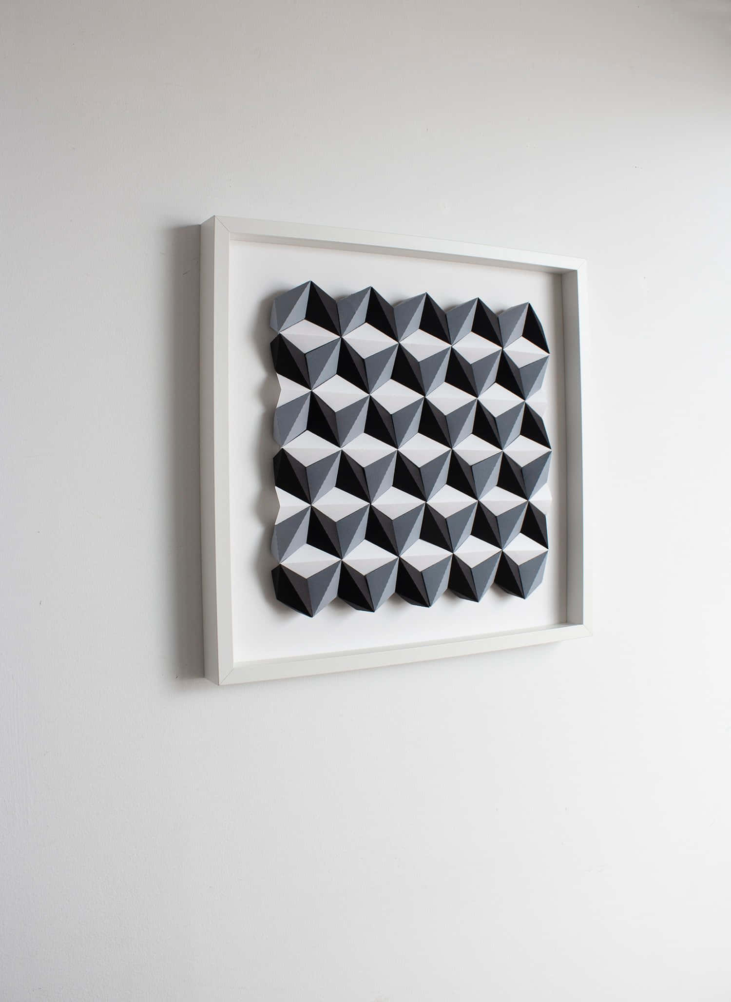 black and white, geometric art piece, 3D geometric, Full HD Phone Wallpaper