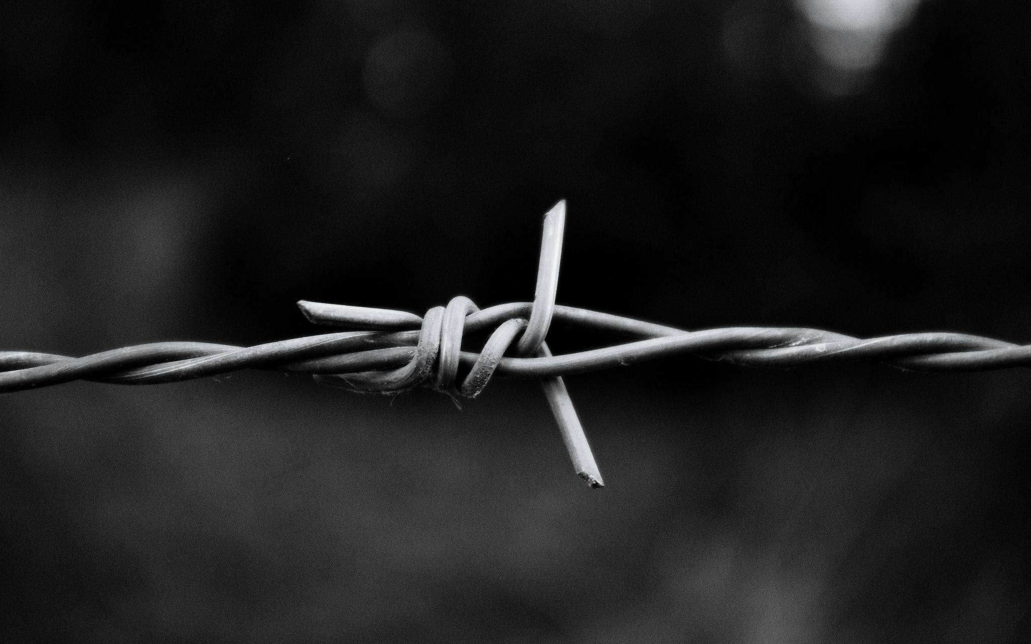 Simple Black, barbed wire, black and white, Full HD Desktop Wallpaper