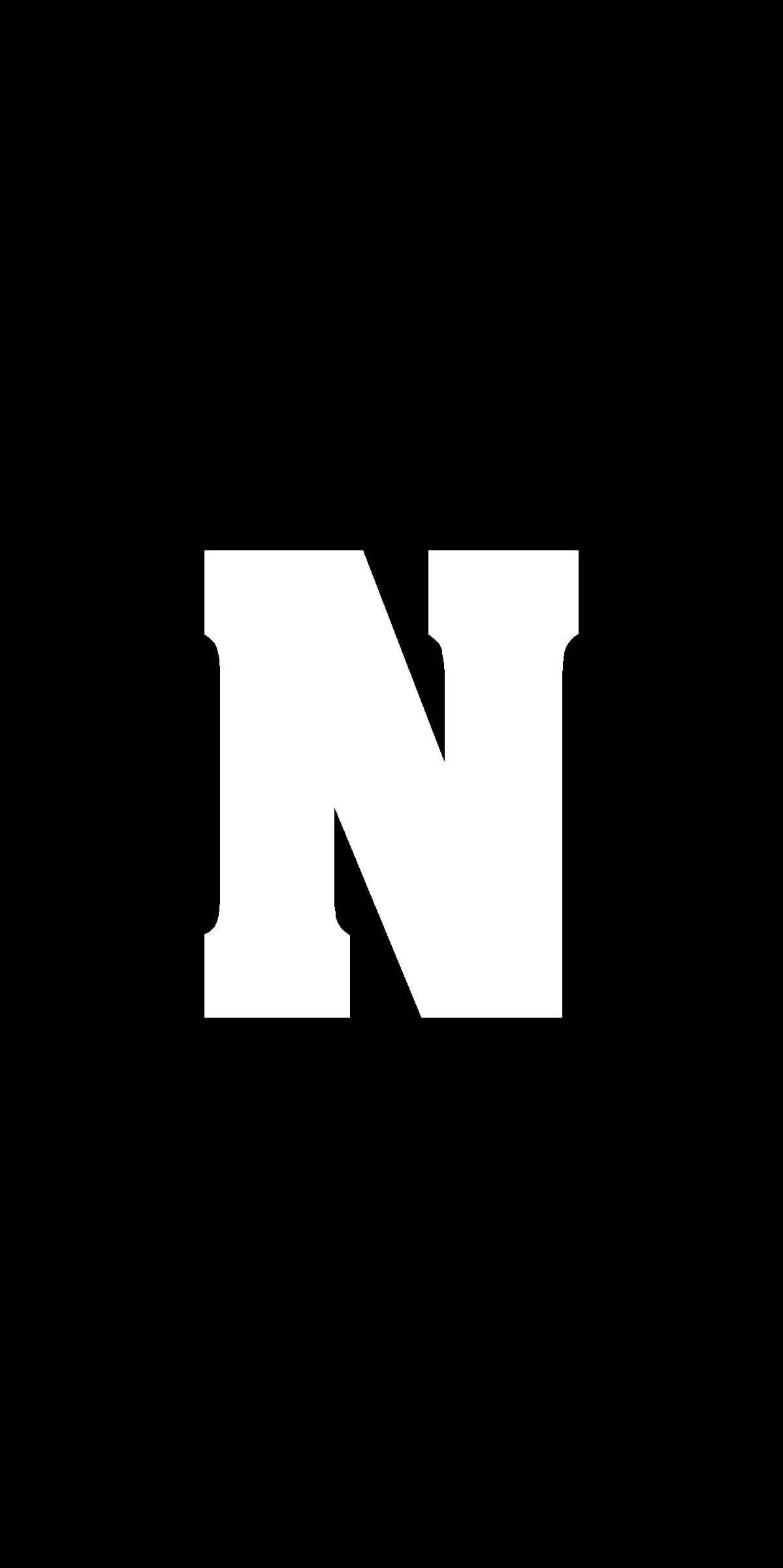 Uppercase N, white letter N, solid black background, Full HD Phone Wallpaper