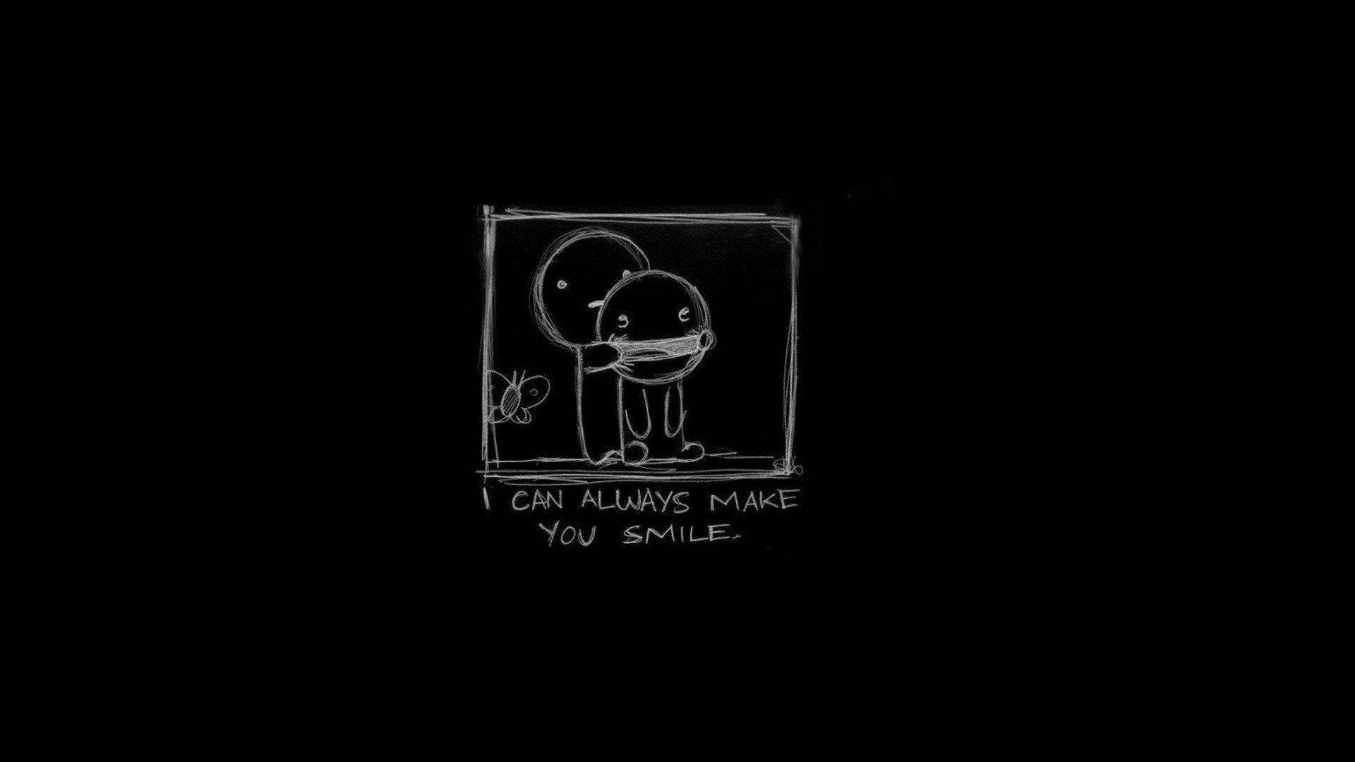 Simple Black, white chalk drawing, black background, Full HD Desktop Wallpaper