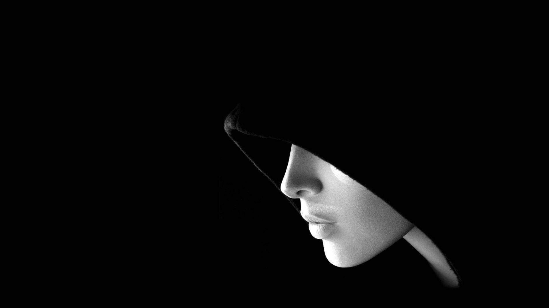 Simple Black, hooded cloak, profile, Full HD Desktop Wallpaper
