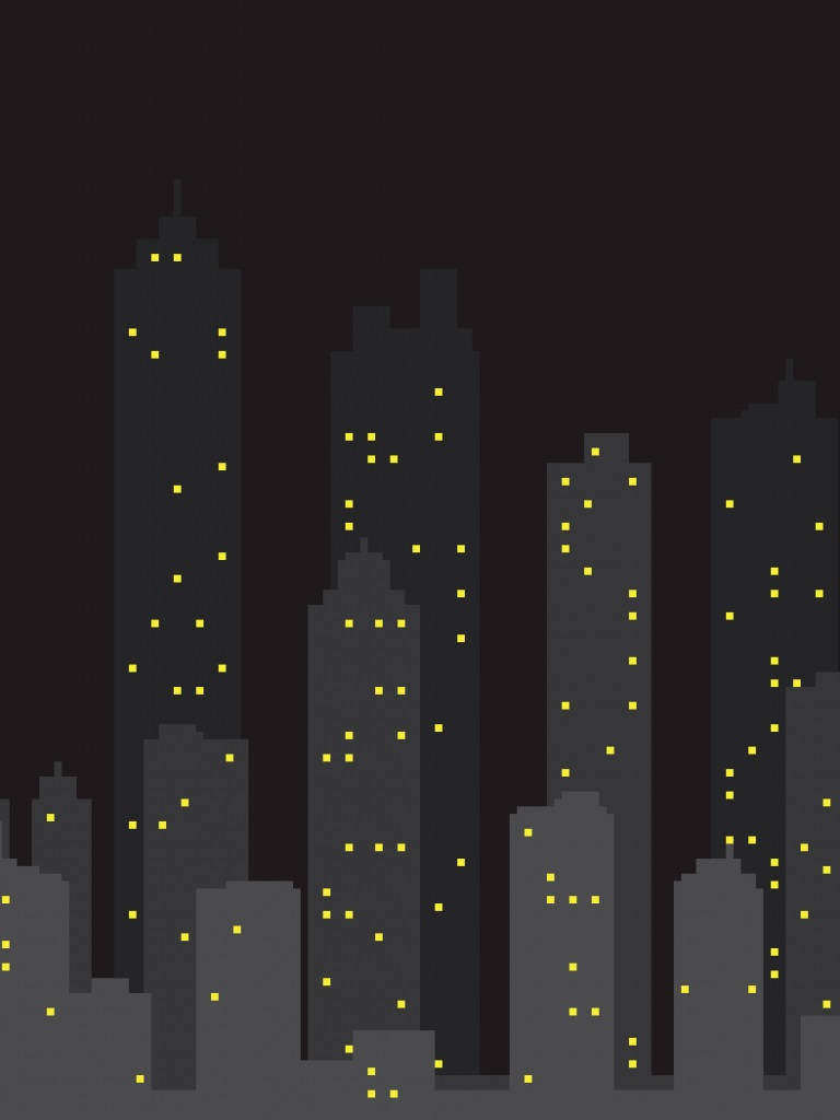 Simple Black, city skyline, night, SD Phone Wallpaper