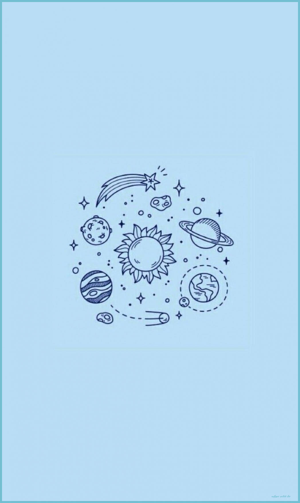 Simple Blue Aesthetic, solar system, celestial bodies, HD Phone Wallpaper