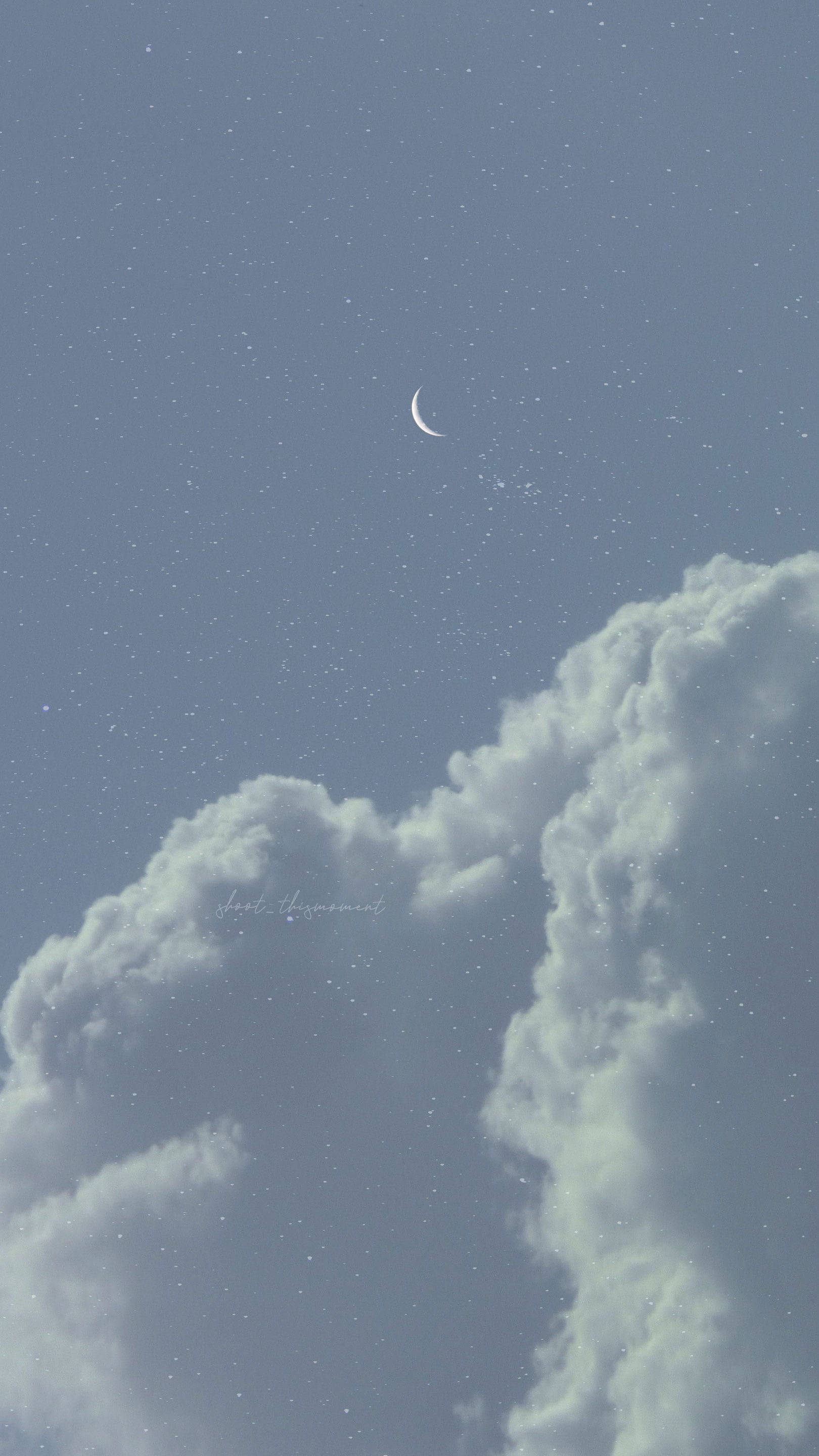 Simple Blue Aesthetic, evening sky, crescent moon, 2K Phone Wallpaper