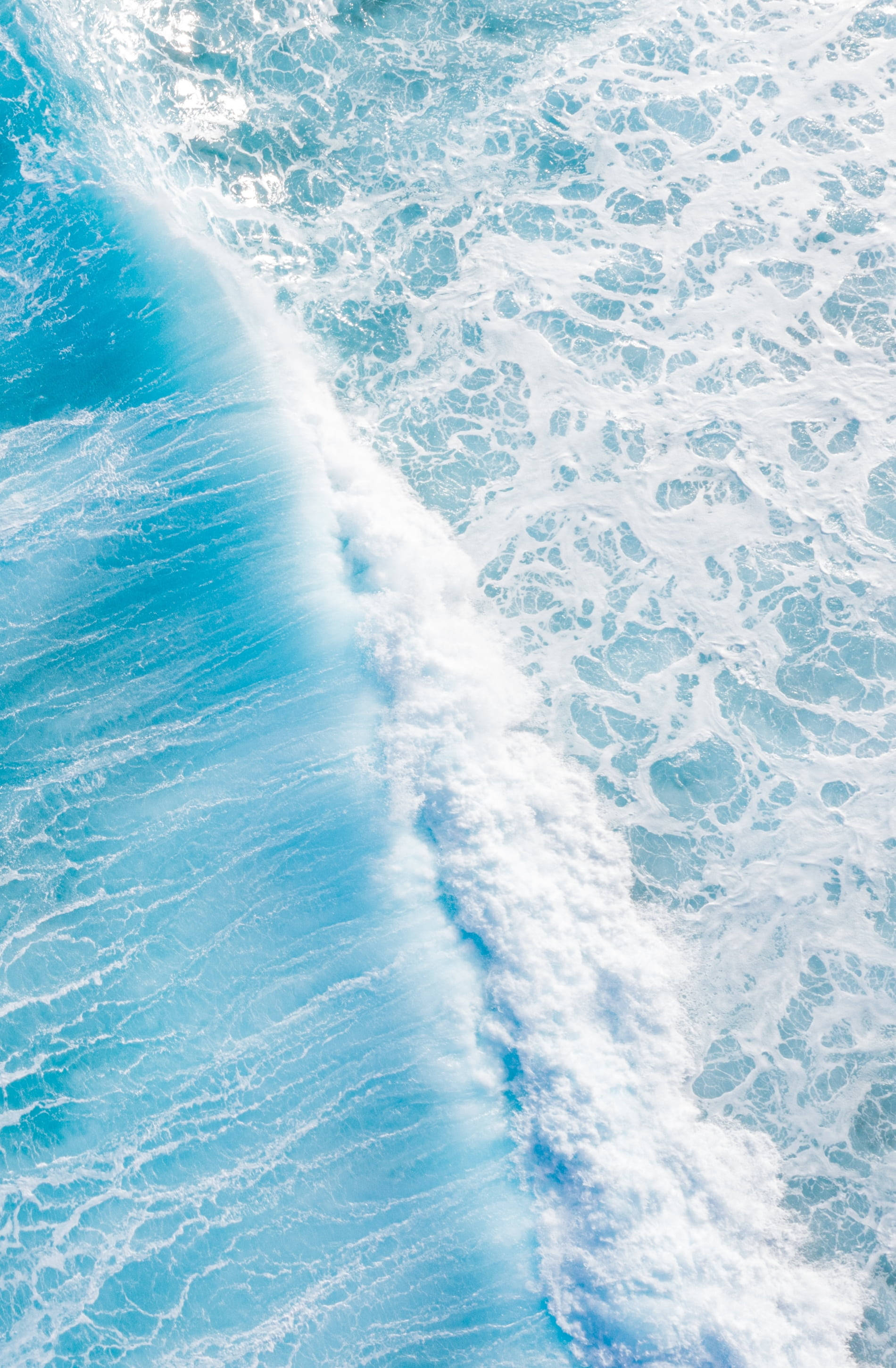 simple blue aesthetic, ocean waves, turquoise ocean, 2K Phone Wallpaper