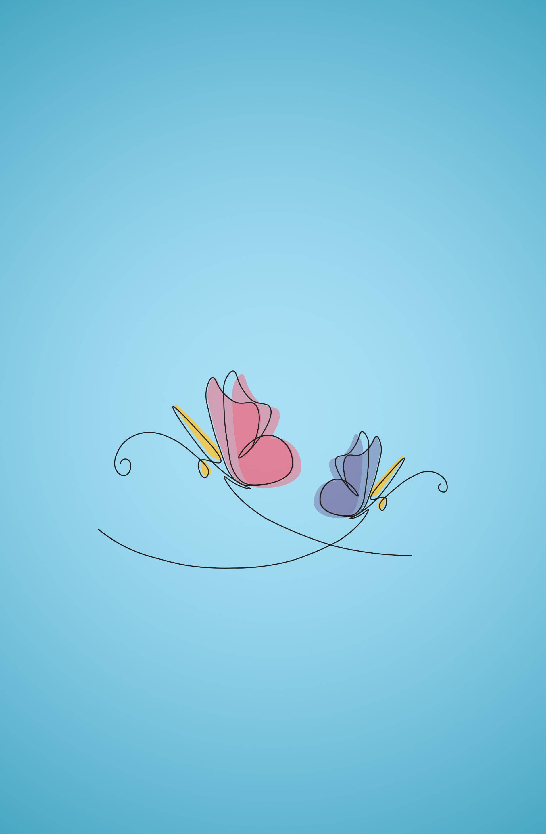 Simple Blue Aesthetic, butterfly, pink, 2K Phone Wallpaper