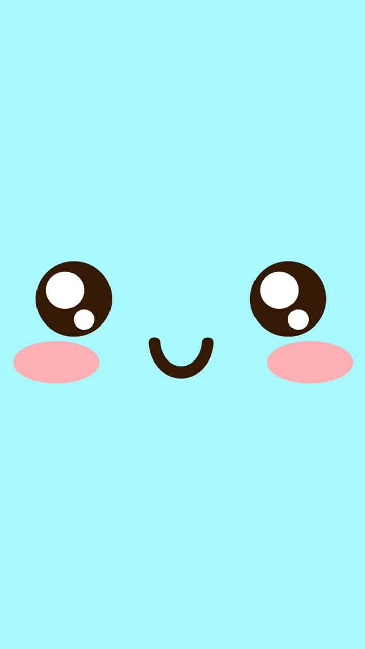 cute blue iPhone, big brown eyes, pink cheeks, HD Phone Wallpaper