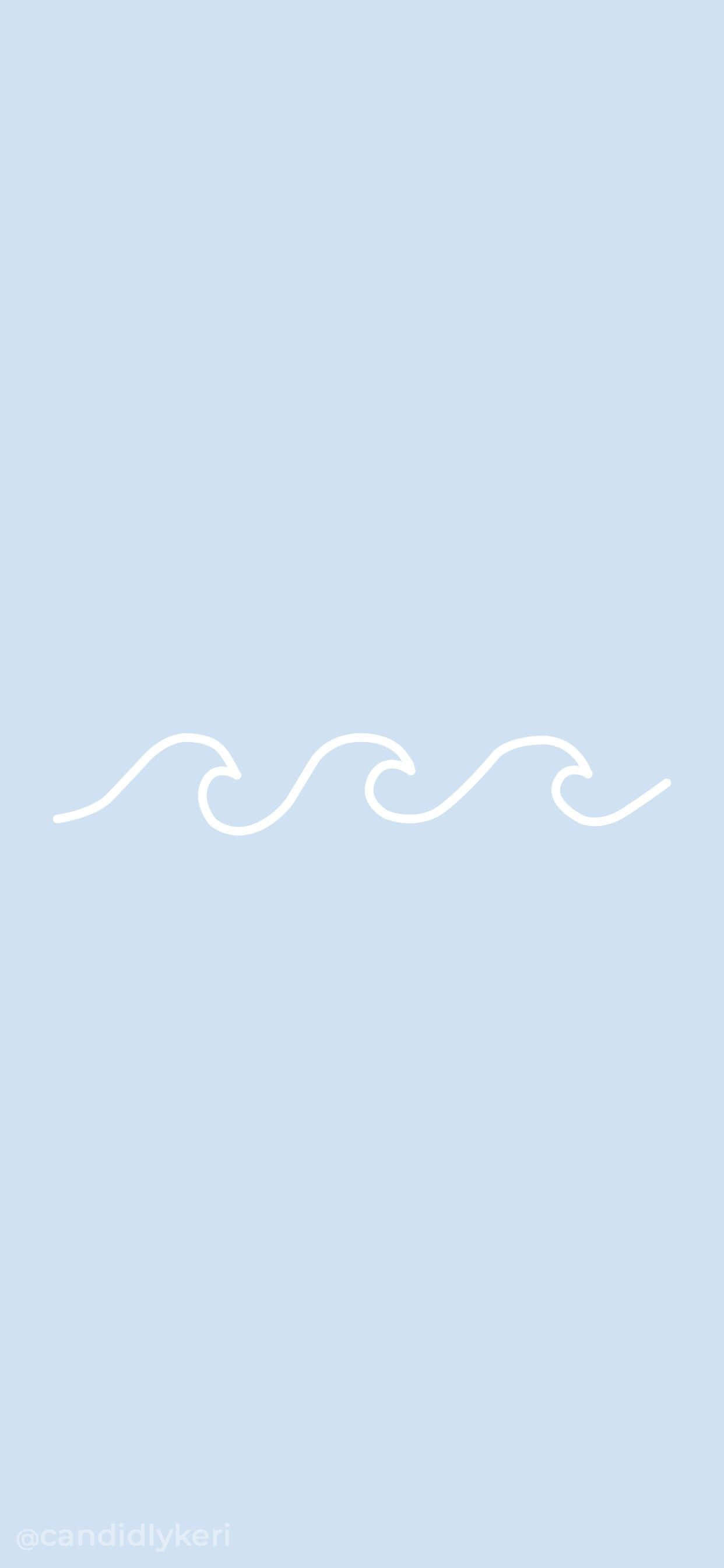 white wave line art, soft pastel blue background, minimalist, 2K Phone Wallpaper