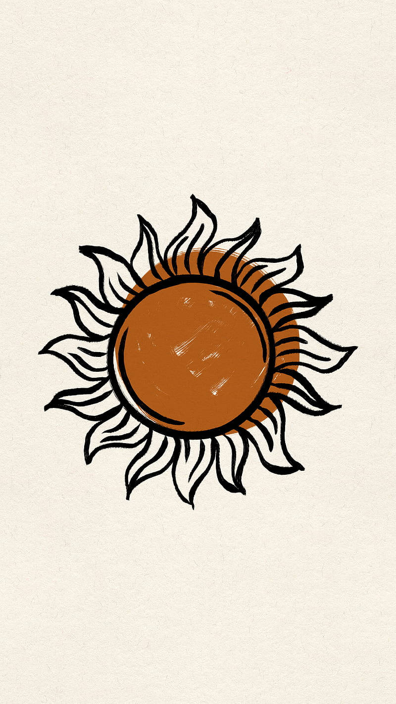 Simple Boho, sun, bold black rays, HD Phone Wallpaper