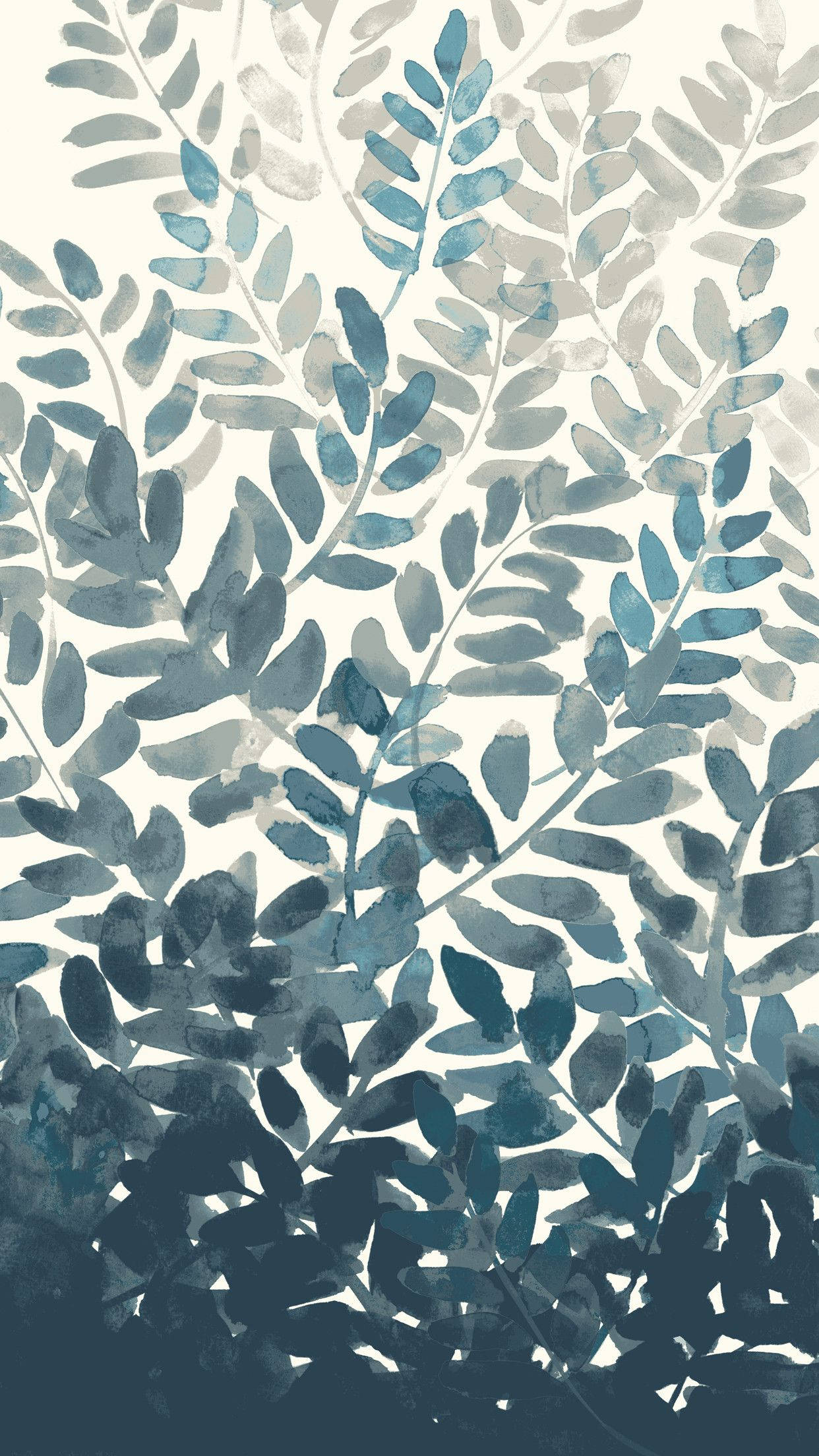 Simple Boho, succulent leaves, gradient blues, Full HD Phone Wallpaper