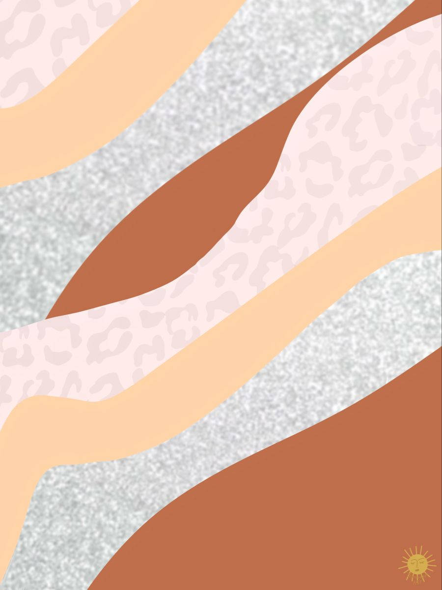 Simple Boho, pastel waves, beige terracotta, SD Phone Wallpaper