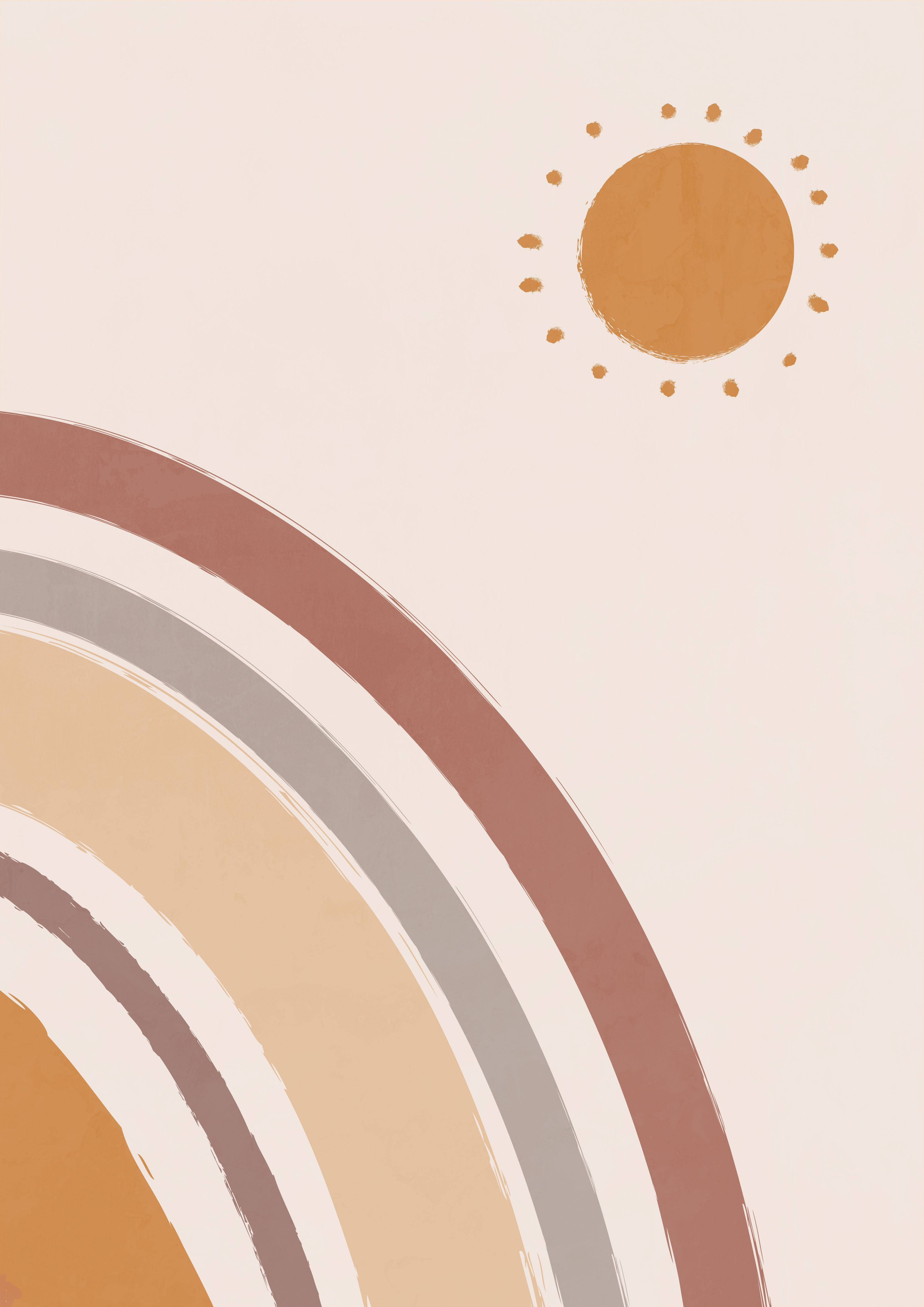 Simple Boho, terracotta, sun, 4K Phone Wallpaper