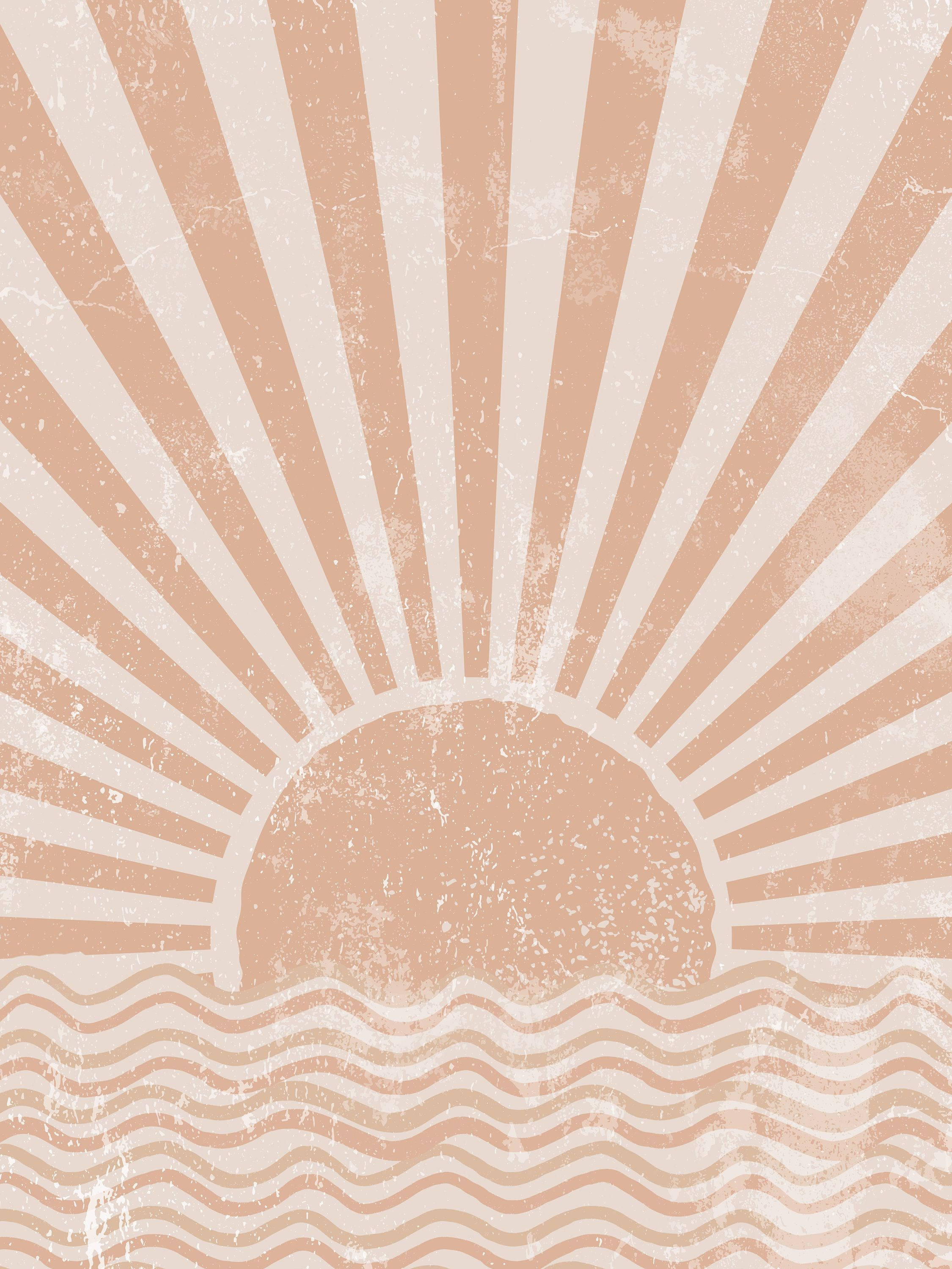 Simple Boho, sunrise, wavy lines, 2K Phone Wallpaper