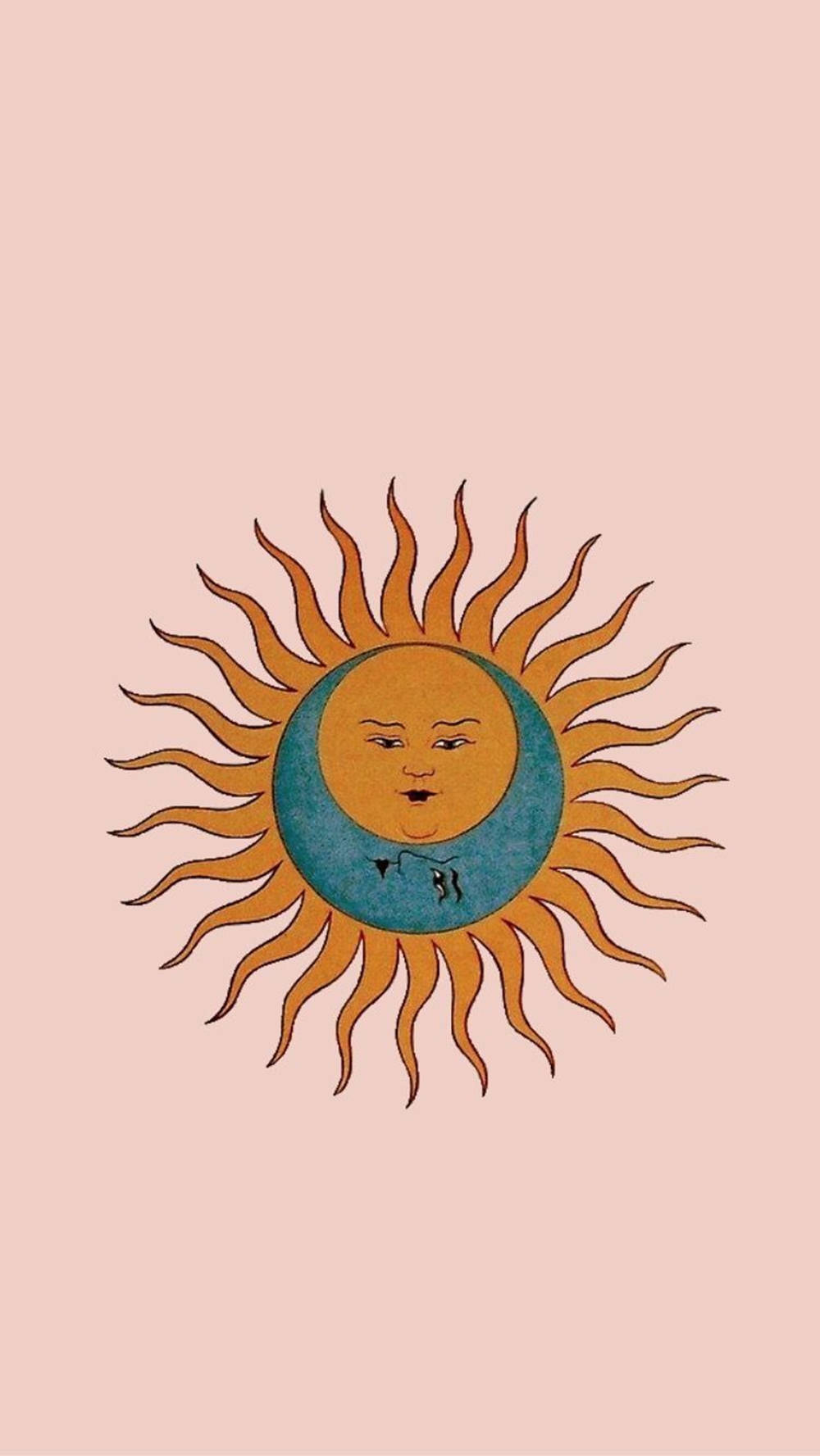 Simple Boho, sun with a face, orange rays, HD Phone Wallpaper