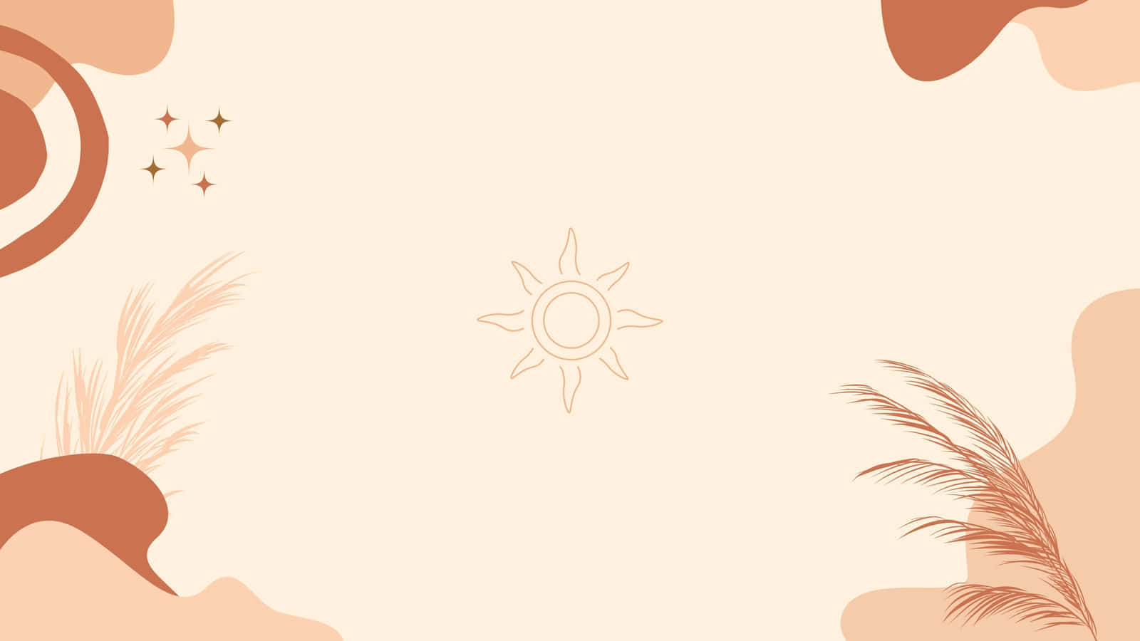 minimalist illustration, sun outline, pampas grass accents, HD Desktop Wallpaper