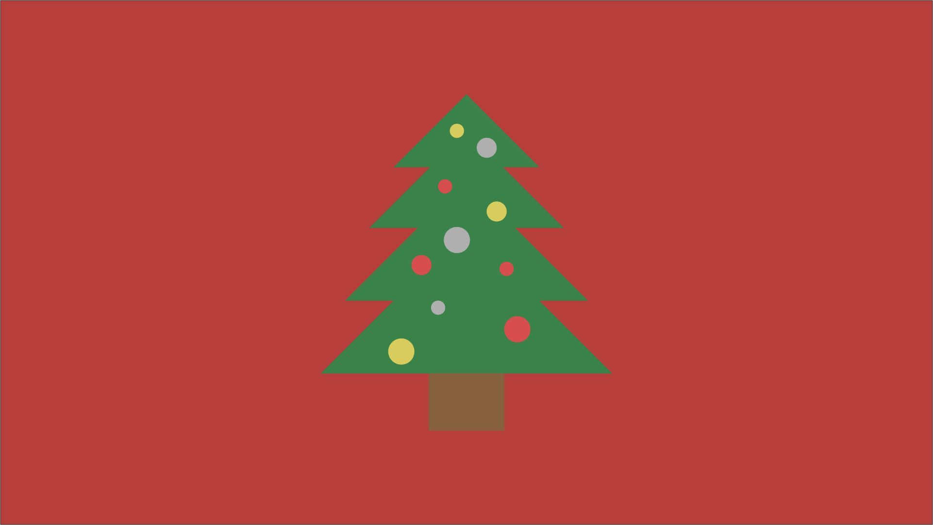 Simple Christmas iPad, green Christmas tree, red and yellow ornaments, Full HD Desktop Wallpaper