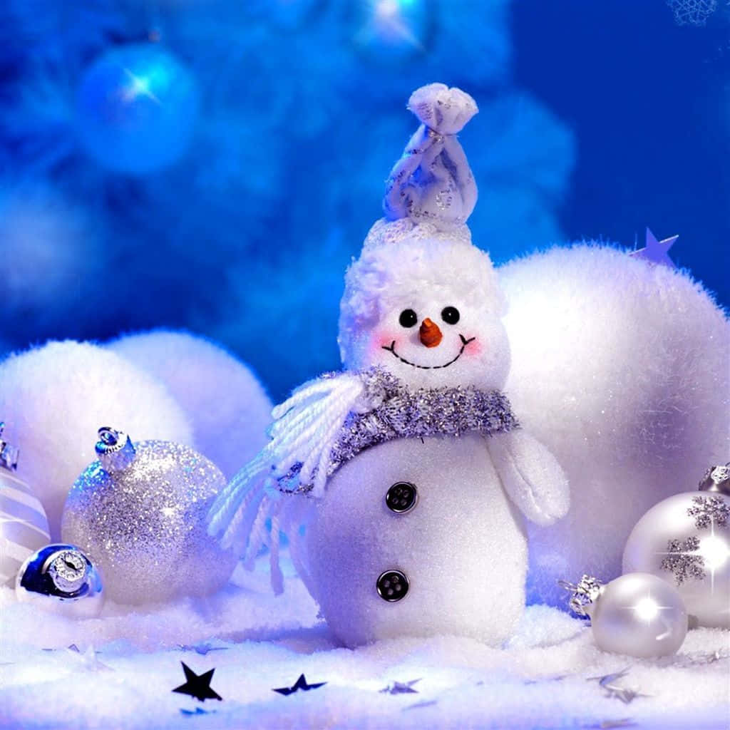 Simple Christmas iPad, snowman, glittery scarf, SD Desktop Wallpaper