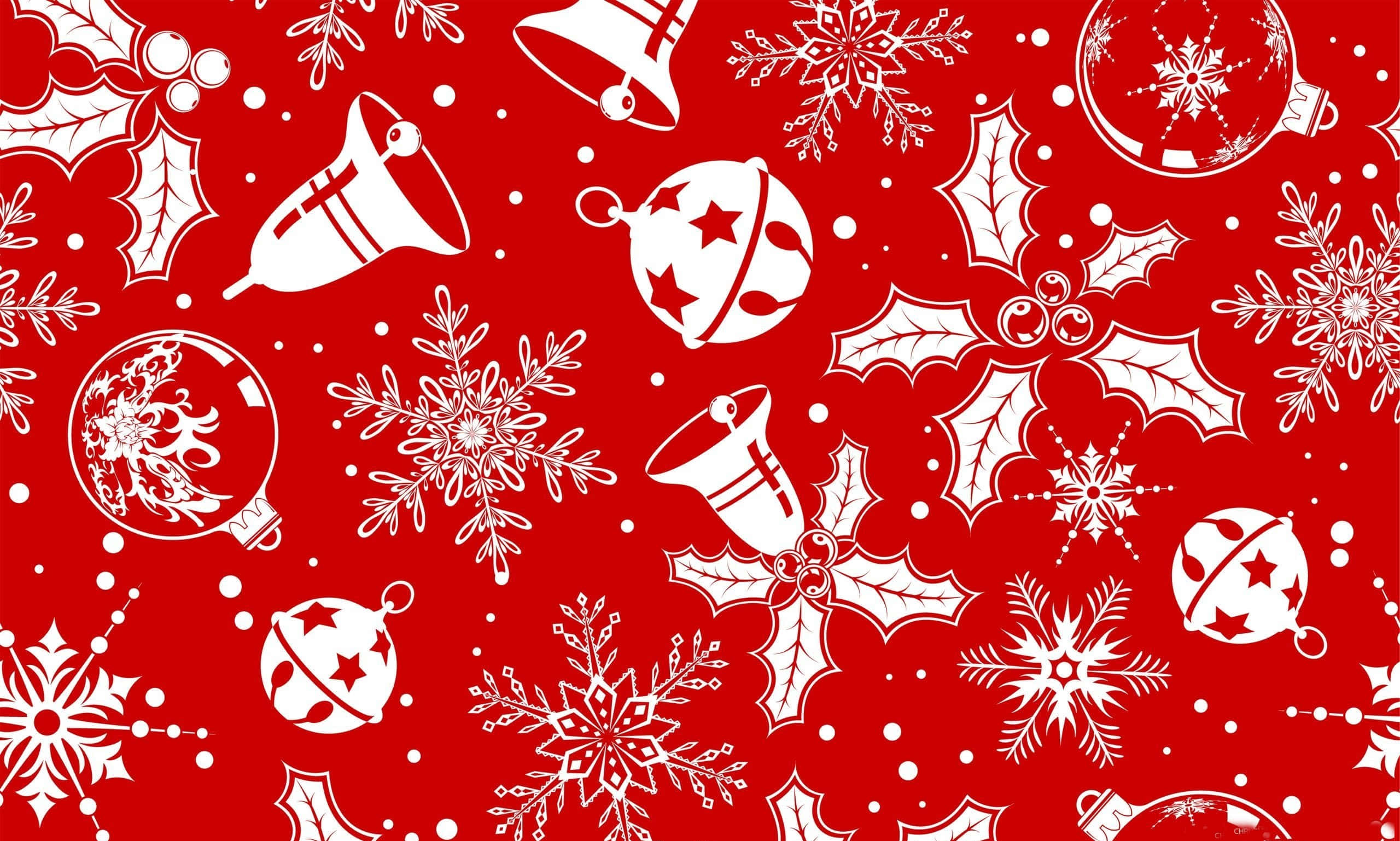red, white, snowflakes, 2K Desktop Wallpaper