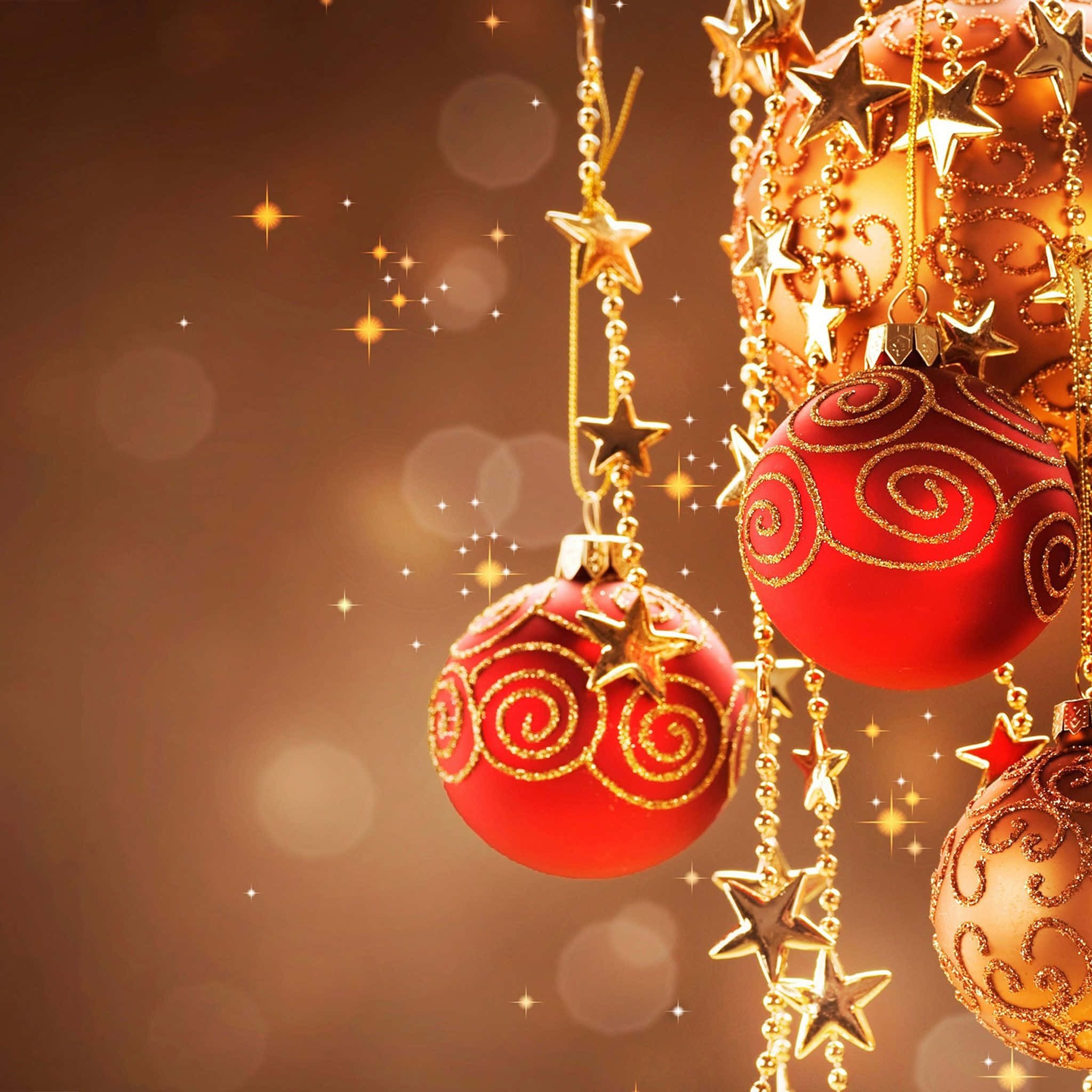 Simple Christmas iPad, red, gold, Full HD Desktop Wallpaper