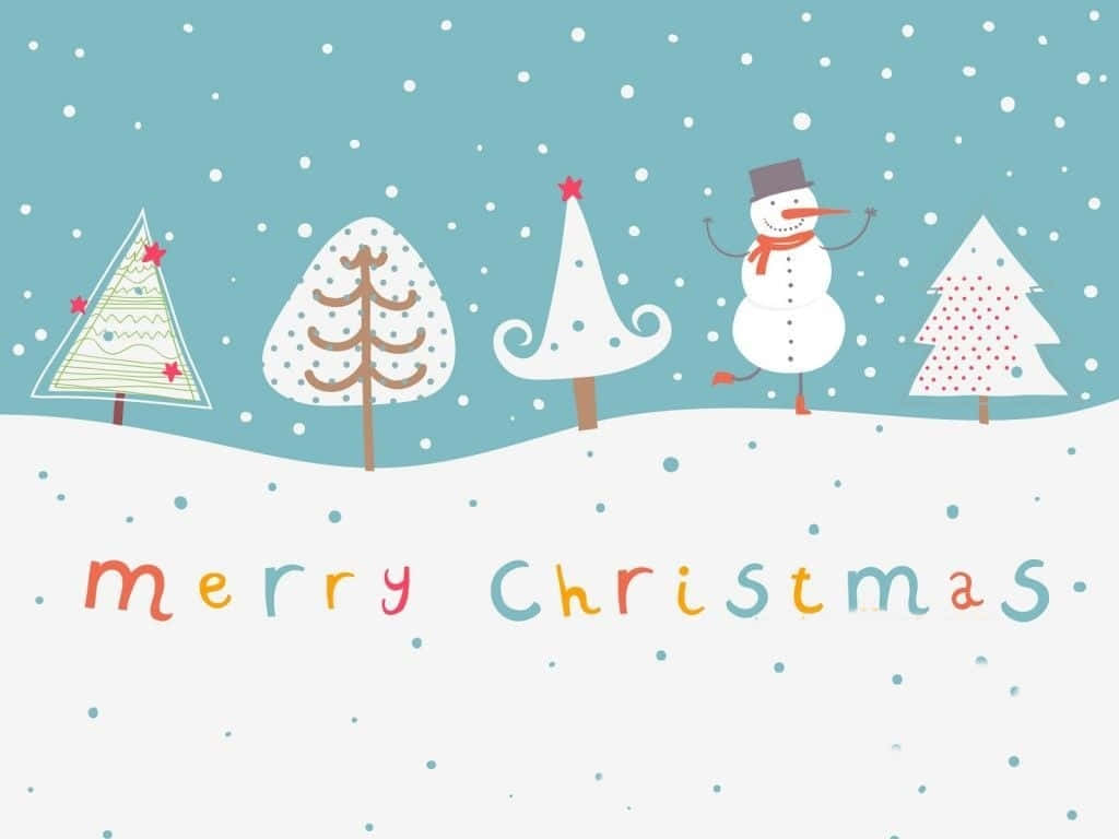 Simple Christmas iPad, snowman, Christmas trees, SD Desktop Wallpaper