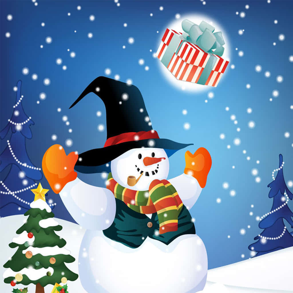 iPad, snowman, witch hat, SD Desktop Wallpaper