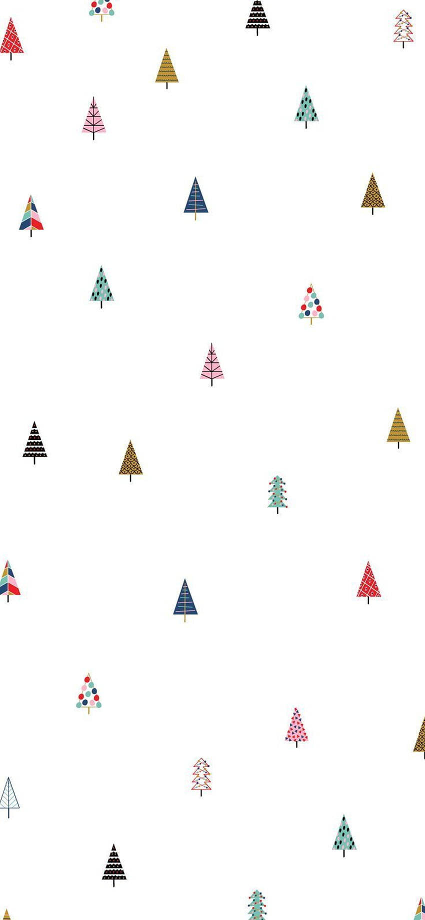 Simple Christmas, colorful pine trees, white background, HD Phone Wallpaper