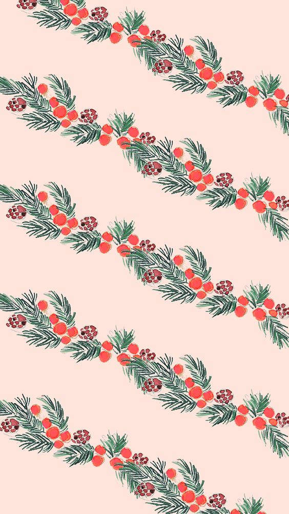 Simple Christmas, garland, green pine needles, SD Phone Wallpaper