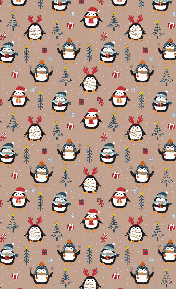 Simple Christmas, penguins, festive hats, SD Phone Wallpaper