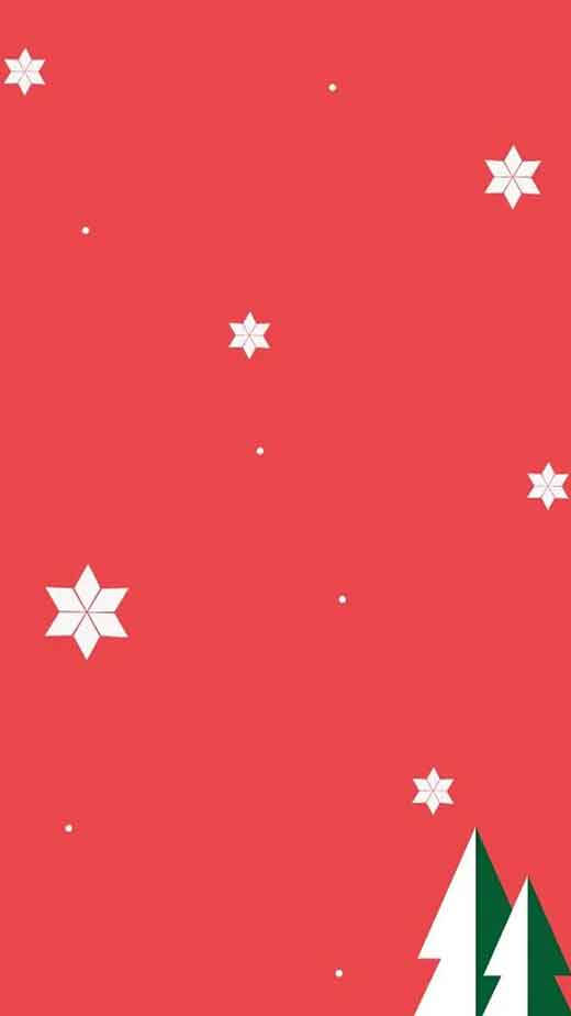Simple Red Christmas Stars, vibrant red, white snowflakes, SD Phone Wallpaper