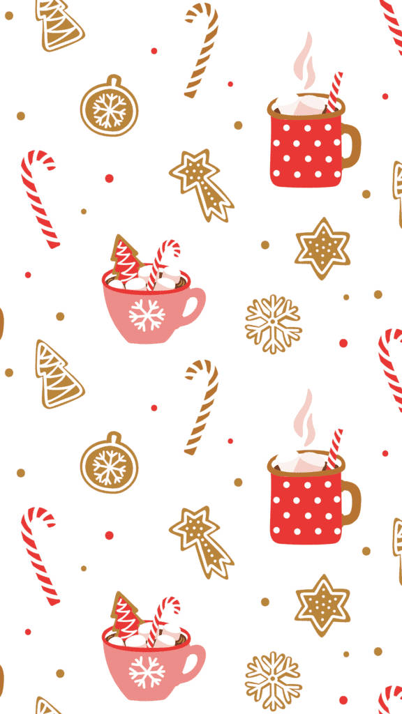 Simple Christmas, gold pattern, red mugs, SD Phone Wallpaper
