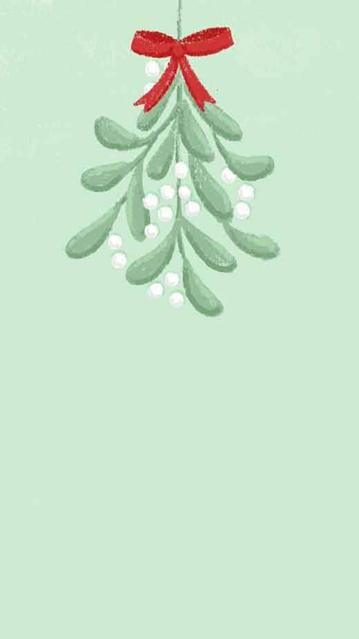 Simple Christmas, mistletoe sprig, white berries, SD Phone Wallpaper